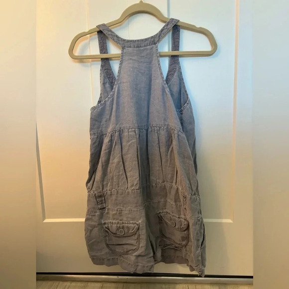 MODA INTERNATIONAL Victorias Secret Linen Romper Shorts Sz 4 Blue Sleeveless - Picture 2 of 4